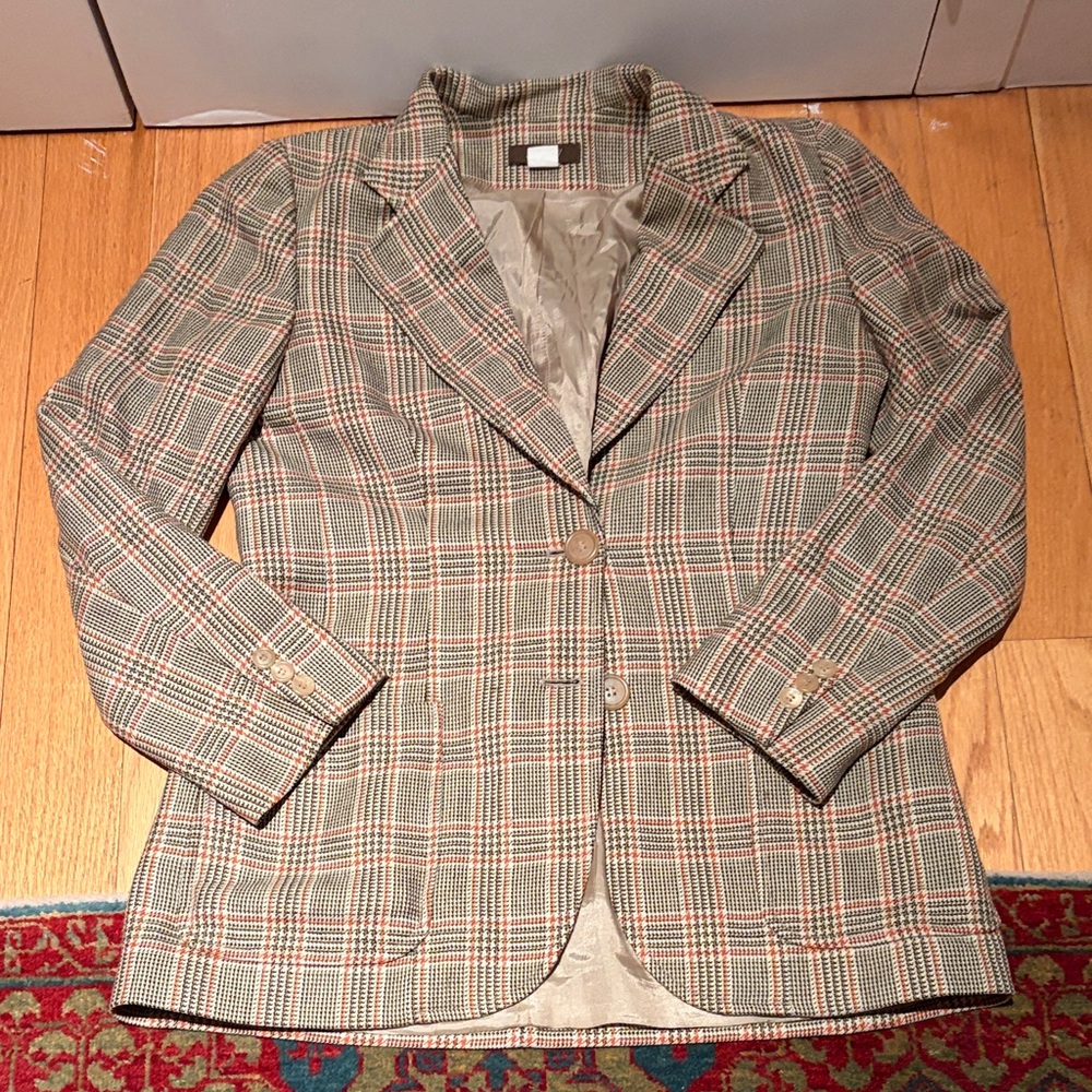 J. Crew Women's Plaid Blazer in Tan and Orange